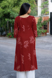 Women's  Floral Printed Straight Kurti