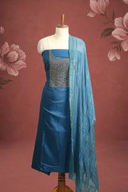 Silk Churidar Material – Golden Thread Work with Sequins