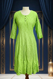 Rayon Printed Button Work Long Top