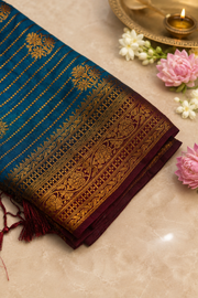 Motif Stripe Georgette Saree