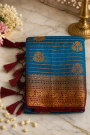 Motif Stripe Georgette Saree