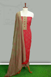 Graceful Cotton Churidar Material – Floral Elegance with Sequin Touch