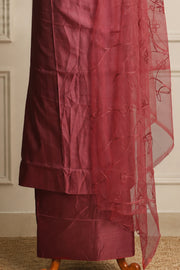 Silk Churidar Material –  Floral Thread & Sequins Work
