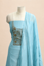 Silk Churidar Material – Golden Thread Work with Sequins