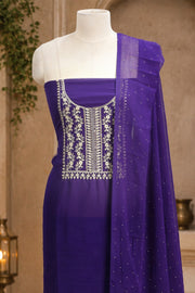 Georgette Churidar Material – Golden Thread Work
