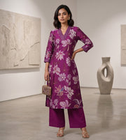 Women’s Co-Ord Set – Sequins with Floral Print