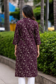 Women's Abstract  Print Straight Cotton Kurti