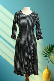Rayon Printed Button Work Long Top