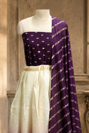 Traditional Gold Check Silk Dhavani Set