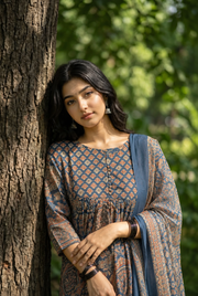 Kalamkari Grace Cotton Churidar Set