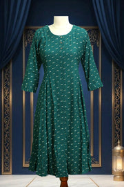 Rayon Printed Button Work Long Top