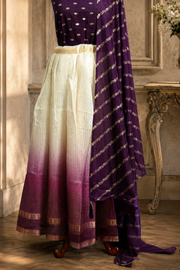 Traditional Gold Check Silk Dhavani Set