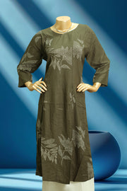 Women's Maroon Floral Printed Straight Kurti