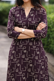 Women's Abstract  Print Straight Cotton Kurti