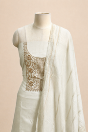 Silk Churidar Material – Golden Thread Work with Sequins
