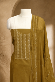 Silk Churidar Material – Golden Thread Work with Sequins