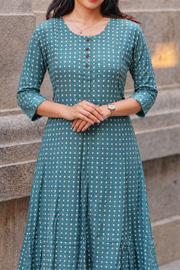 Rayon Printed Button Work Long Top