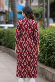 Women's Abstract  Print Straight Cotton Kurti