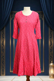 Rayon Printed Button Work Long Top