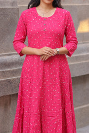 Rayon Printed Button Work Long Top