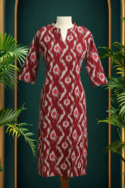 Women's Abstract  Print Straight Cotton Kurti