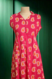 Printed Rayon Long Top with Button Work