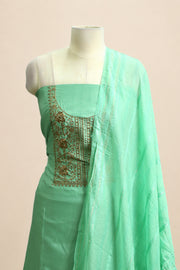 Silk Churidar Material – Golden Thread Work with Sequins