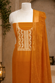 Georgette Churidar Material – Golden Thread Work