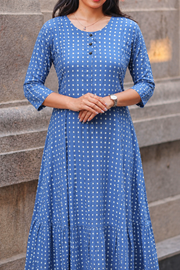 Rayon Printed Button Work Long Top