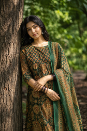 Kalamkari Grace Cotton Churidar Set