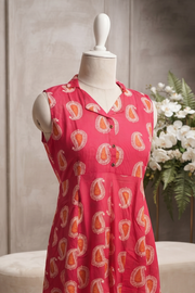 Printed Rayon Long Top with Button Work