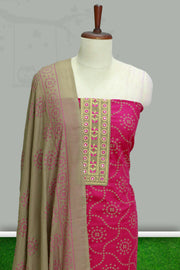 Graceful Cotton Churidar Material – Floral Elegance with Sequin Touch