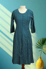 Rayon Printed Button Work Long Top