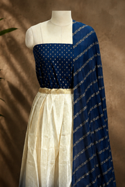 Traditional Gold Check Silk Dhavani Set
