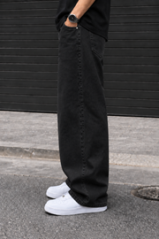 Denrock Classic Plain Wide Leg Baggy Jeans