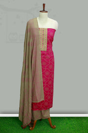 Graceful Cotton Churidar Material – Floral Elegance with Sequin Touch