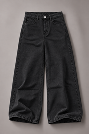 Denrock Classic Plain Wide Leg Baggy Jeans