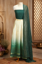 Traditional Gold Check Silk Dhavani Set