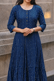Rayon Printed Button Work Long Top