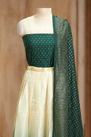 Traditional Gold Check Silk Dhavani Set