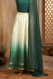 Traditional Gold Check Silk Dhavani Set