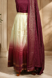 Traditional Gold Check Silk Dhavani Set