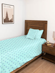 Flower Print Single Bedsheet With Pillow Cover