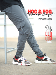 HOG & FOG Ultimate Comfort: Men's Cargo Jogger with RIB, Premium Stitching in Popcorn Fabric - Just 559/- [JOGGER]