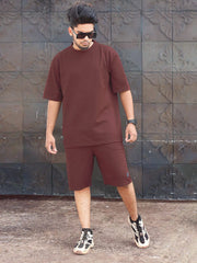 Effortless Style: Men's Shorts with T-Shirt Co-ords Set - Only ₹599 [BROWN]