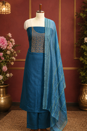 Silk Churidar Material – Golden Thread Work with Sequins