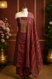 Silk Churidar Material – Golden Thread Work with Sequins