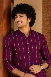 Paul Berg Short Kurta – Golden Line Print