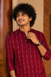 Paul Berg Short Kurta – Golden Line Print