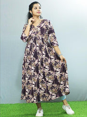 Wine Color Aliya Cut Navy Blue Floral Elegance Women's Kurti - Only ₹683